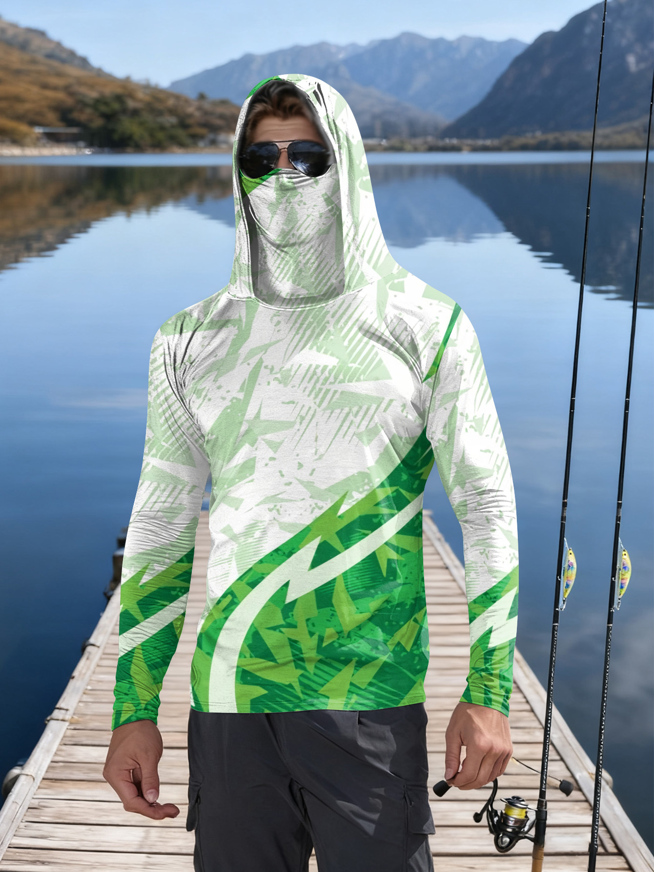 Fishing Hoodie - Men's Fishing Hooded Long-Sleeved Camouflage Sunscreen