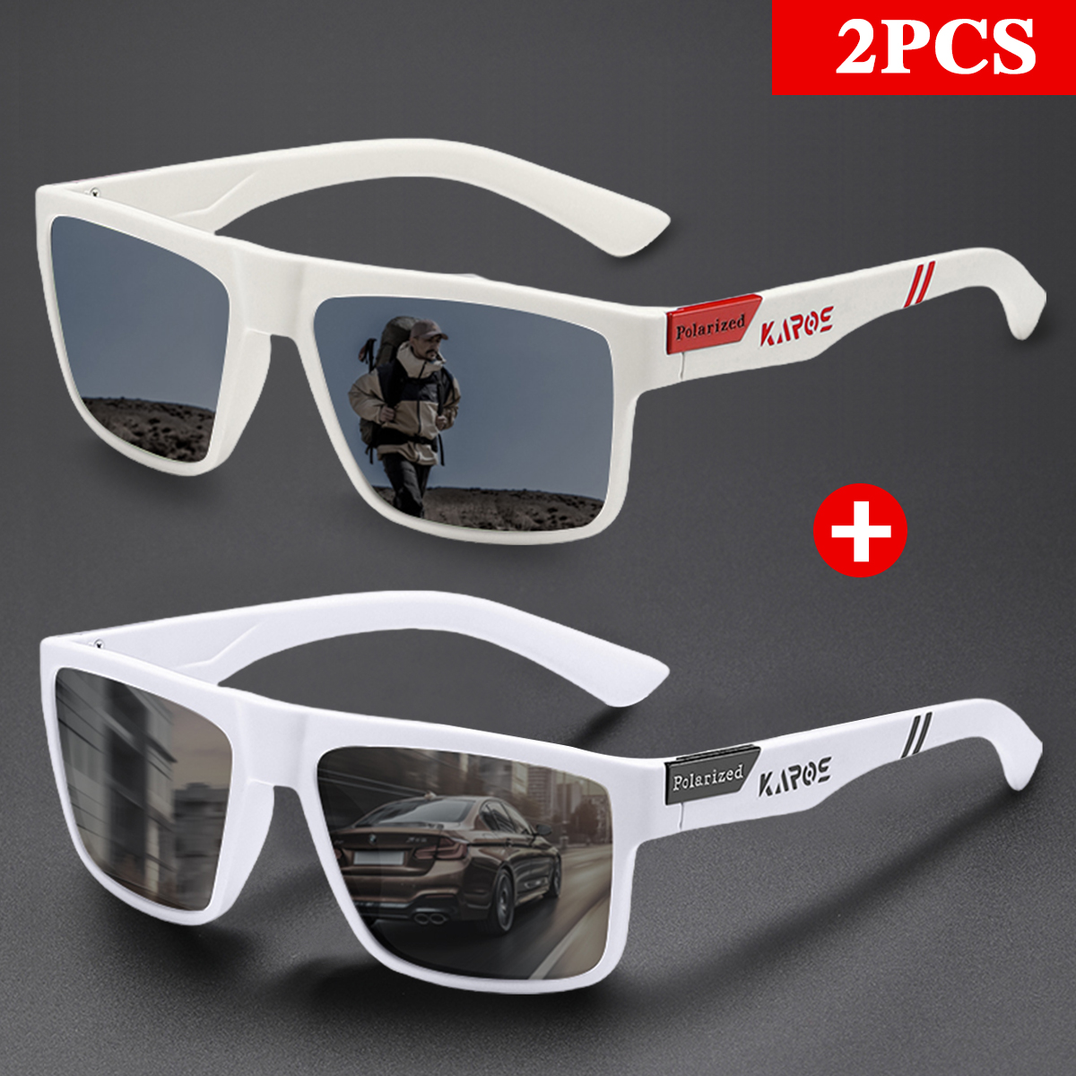 KAROS 2PCS Retro Square Polari - مراجعة Fishing Sunglasses Polarized وسعره