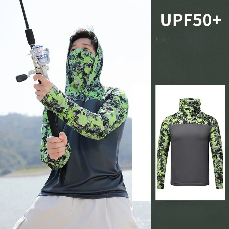 Fishing Shirt Hooded Men Sunsc - مراجعة Fishing Mask Sun Protection وسعره