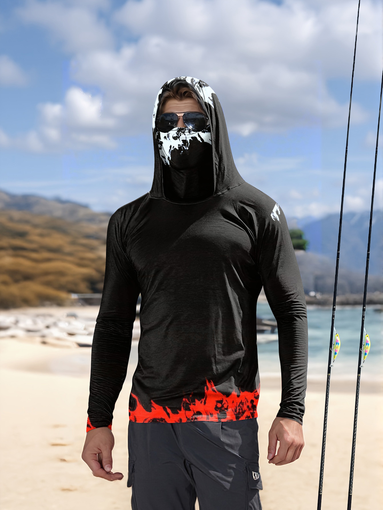 Men Hood Fishing Shirt long sl - مراجعة Fishing Shirt Uv Protection وسعره