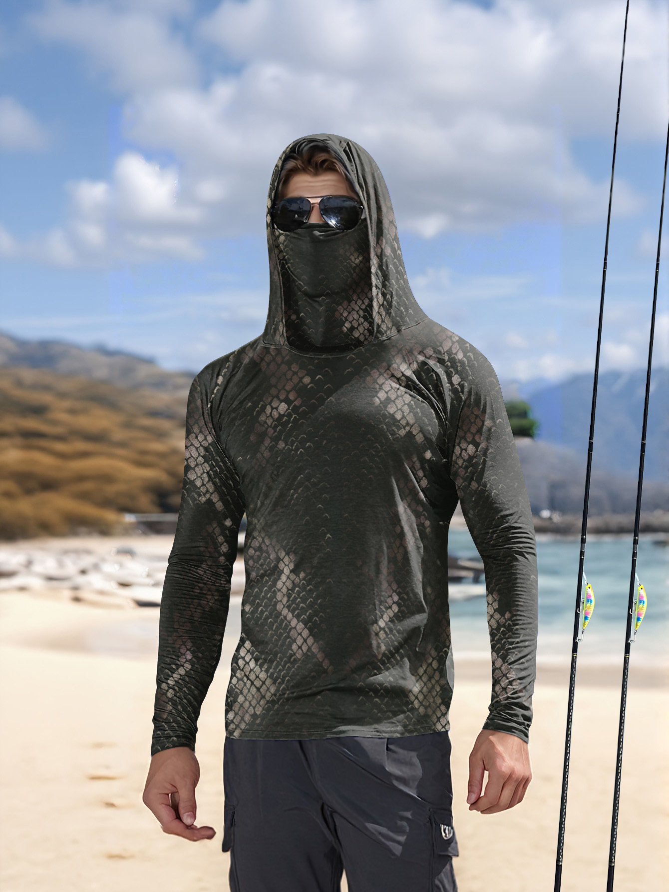 Men's Fishing Hooded Long-Slee - مراجعة Fishing Hoodie وسعره