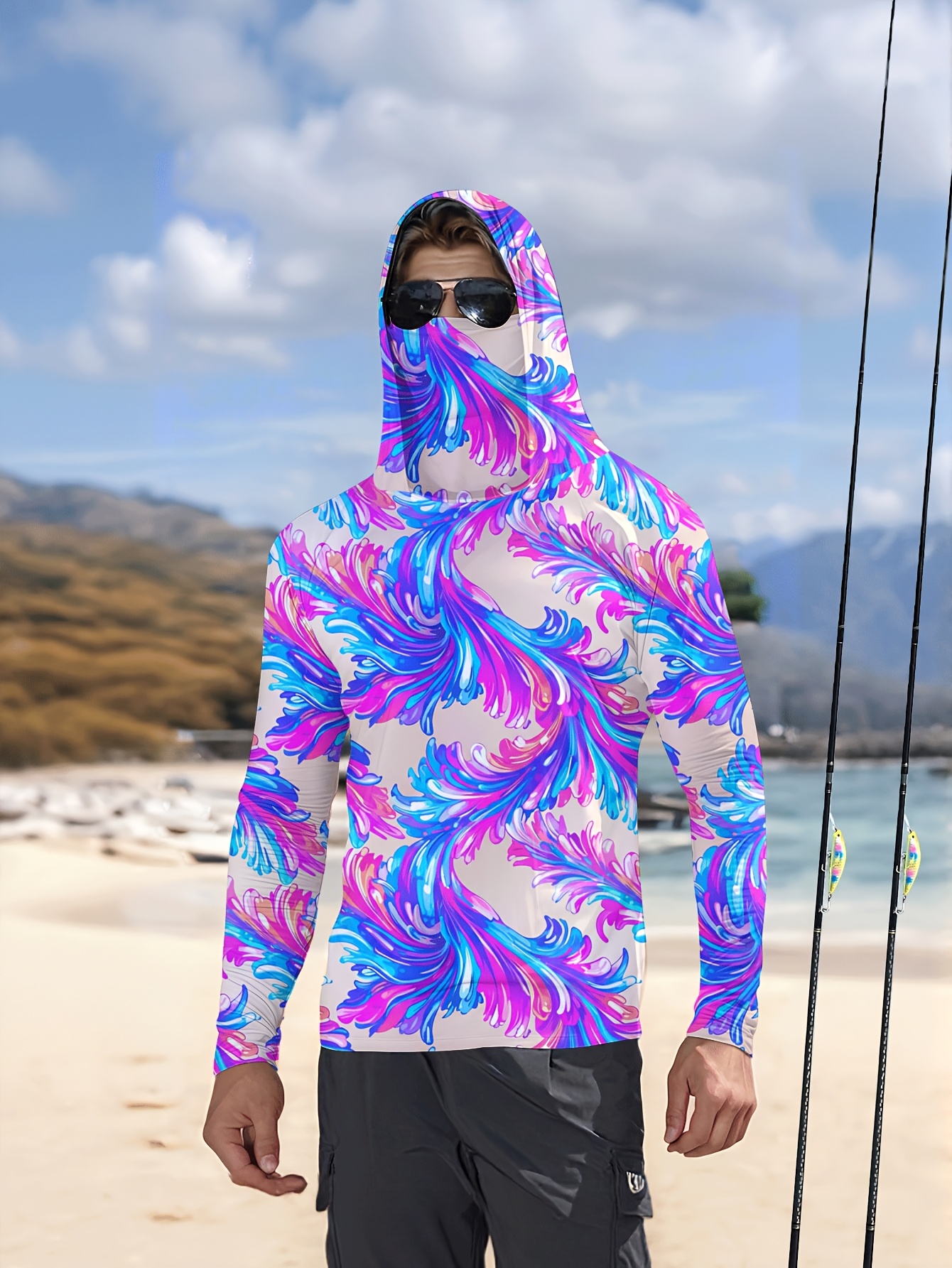 Men Hood Fishing Shirt long sl - مراجعة Fishing Shirt Uv Protection وسعره