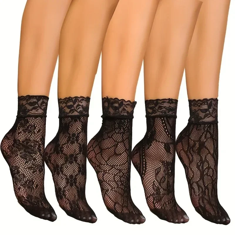 5 Pairs Floral Lace Socks Thin - مراجعة Fishing Socks وسعره