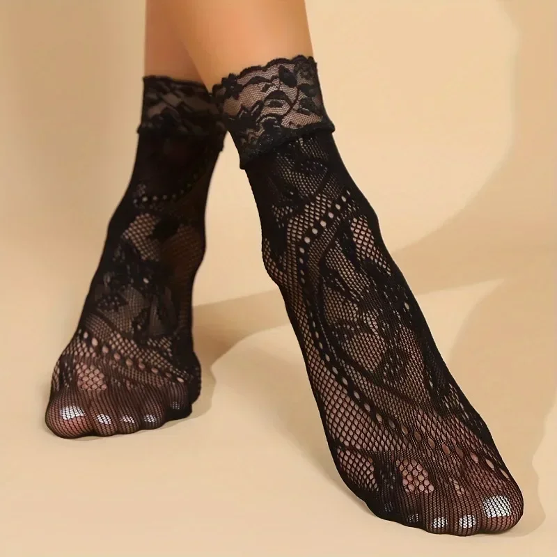 5 Pairs Floral Lace Socks Thin - مراجعة Fishing Socks وسعره