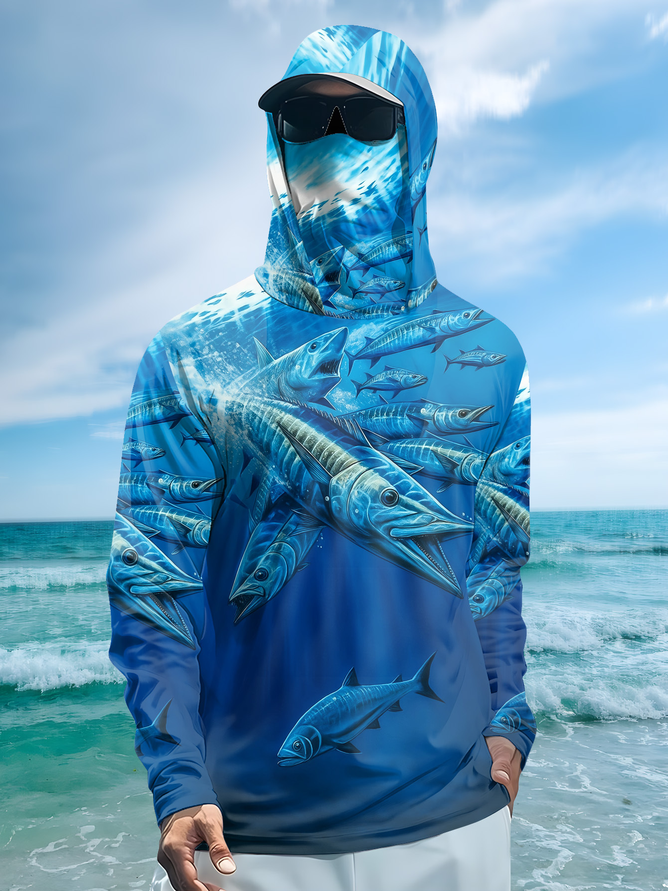 Men Hood Fishing Shirt long sl - مراجعة Fishing Hoodie وسعره
