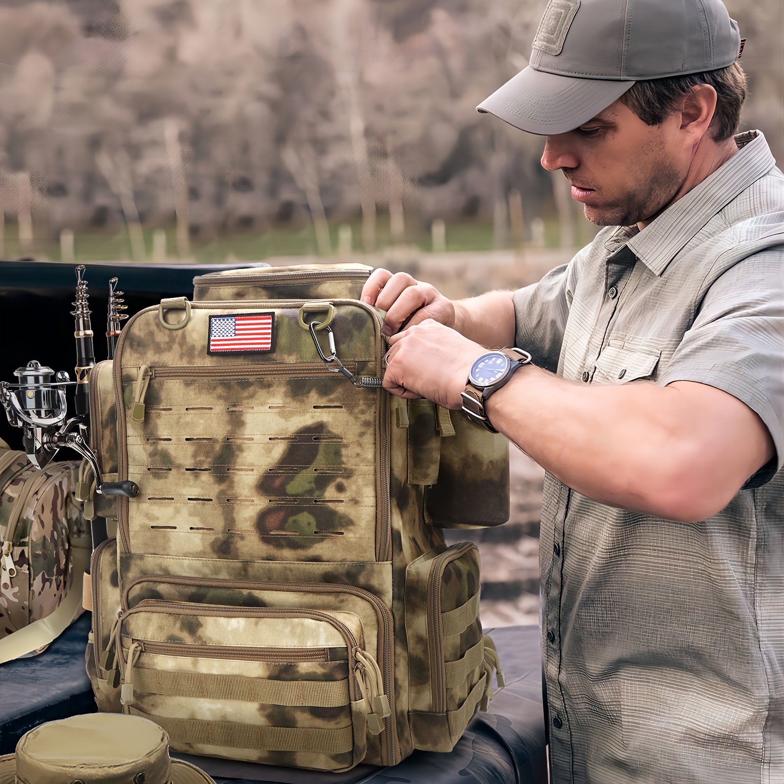 A Spacious 11.89gal Fishing Ba - مراجعة Fishing Backpack وسعره