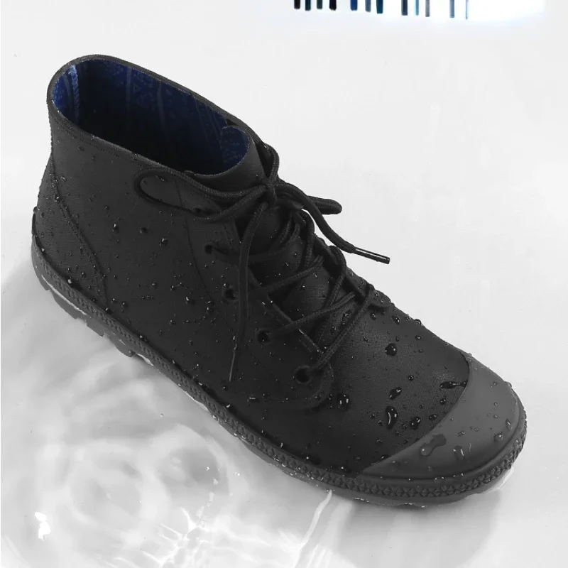 Winter Men Rain Boots Lace-up  - مراجعة Fishing Boots وسعره